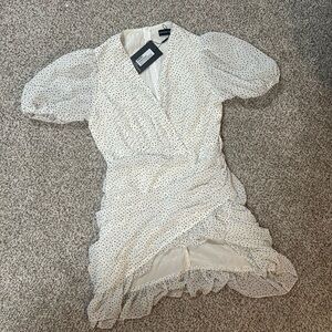 PrettyLittleThing Polka Dot Ruched Puff Sleeve Mini Dress